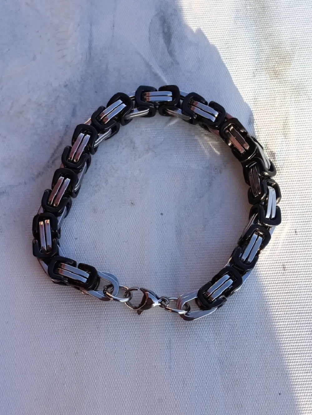 Men's Titanium Black and Silver Chain Bracelet - Stainless Style